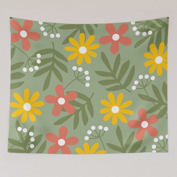 Item preview, Floral Garden with Sage Green Background designed and sold by GemsAnatomy.