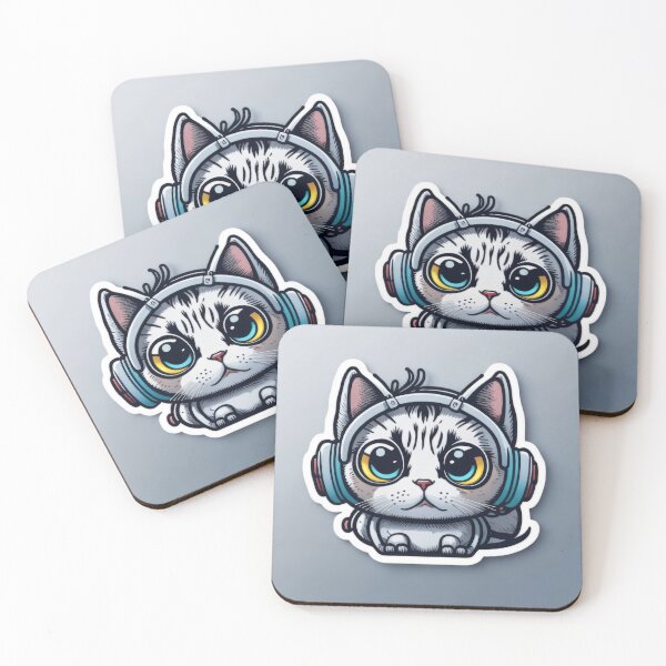 Item preview, Cute Animal Sticker - Headphones Cat designed and sold by ROBIN MACGREGOR.