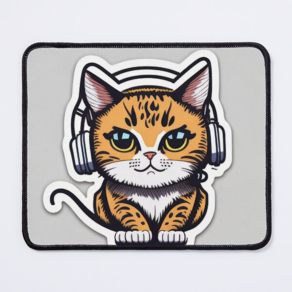 Item preview, Cute Animal Sticker - Headphones Cat designed and sold by ROBIN MACGREGOR.