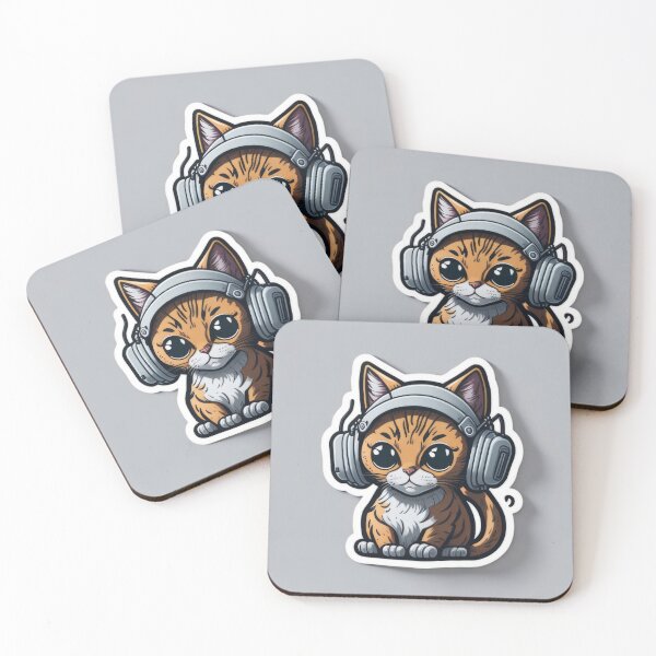 Item preview, Cute Animal Sticker - Headphones Cat designed and sold by ROBIN MACGREGOR.