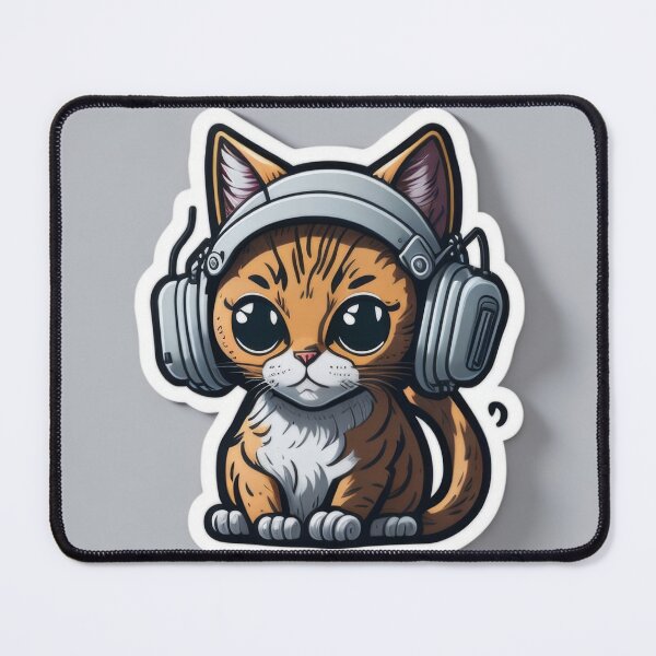 Item preview, Cute Animal Sticker - Headphones Cat designed and sold by ROBIN MACGREGOR.