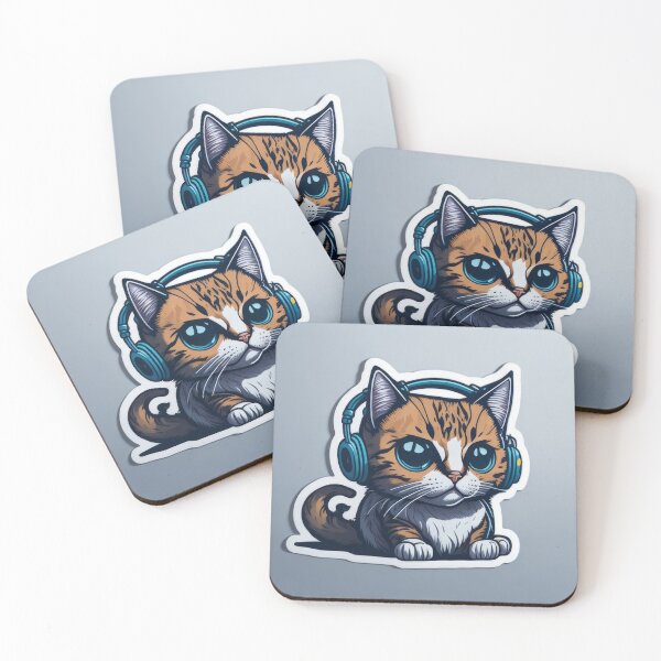 Item preview, Cute Animal Sticker - Headphones Cat designed and sold by ROBIN MACGREGOR.
