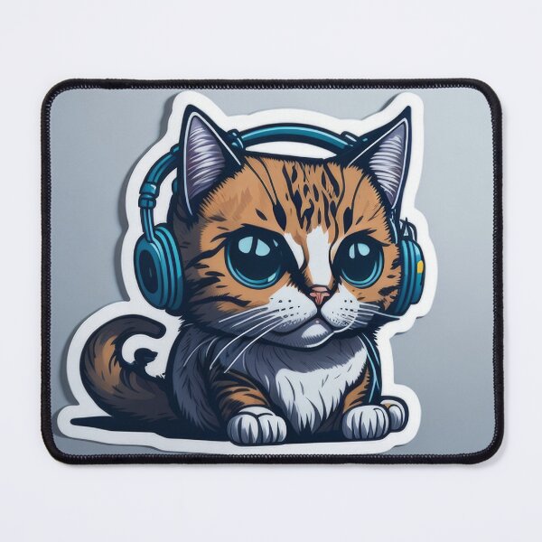 Item preview, Cute Animal Sticker - Headphones Cat designed and sold by ROBIN MACGREGOR.