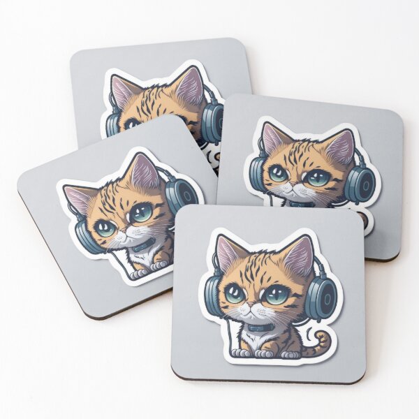 Item preview, Cute Animal Sticker - Headphones Cat designed and sold by ROBIN MACGREGOR.