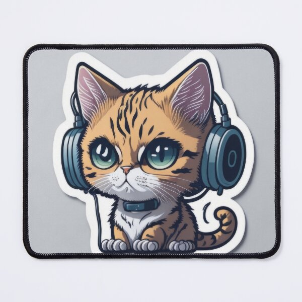 Item preview, Cute Animal Sticker - Headphones Cat designed and sold by ROBIN MACGREGOR.