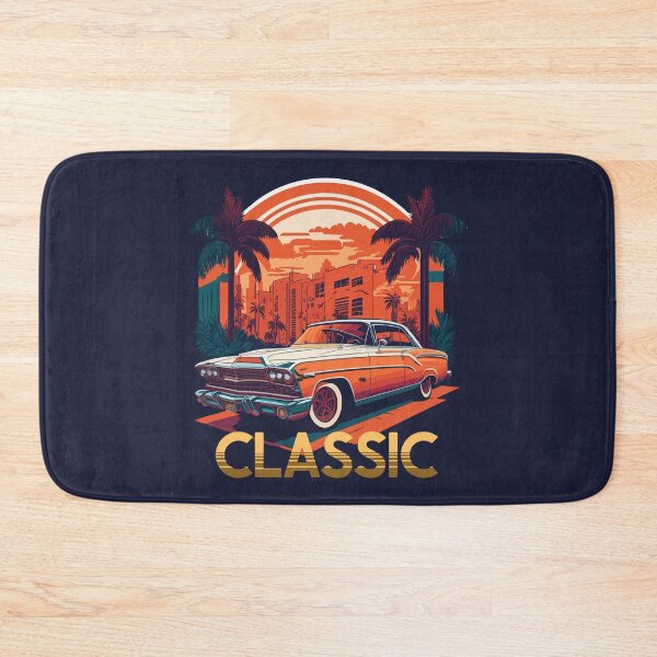 Item preview, Classic Retro Vintage Mid Century Fantasy Car Tropical City Sunset  designed and sold by Itaya Art.