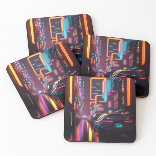Item preview, Cars on Neon-Lit Urban Street designed and sold by cyberartmaker.