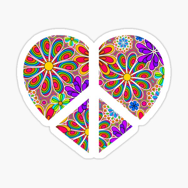 Fun Colorful Retro Flower Power Art Sticker
