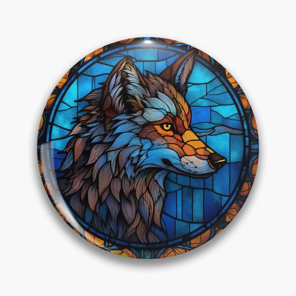 Item preview, Stained Glass Serenity: Digital Painting of a Wolf Art Print designed and sold by BlahNM505.