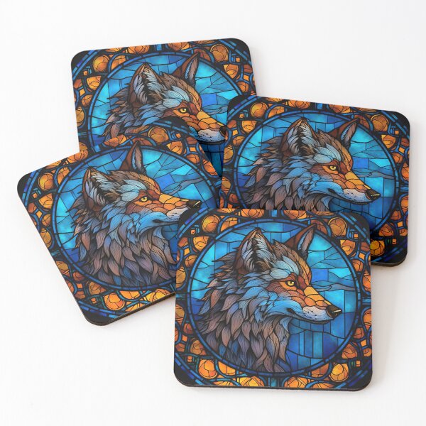 Item preview, Stained Glass Serenity: Digital Painting of a Wolf Art Print designed and sold by BlahNM505.