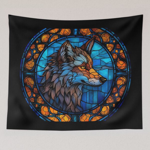Item preview, Stained Glass Serenity: Digital Painting of a Wolf Art Print designed and sold by BlahNM505.