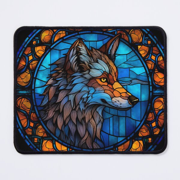 Item preview, Stained Glass Serenity: Digital Painting of a Wolf Art Print designed and sold by BlahNM505.