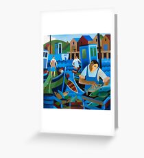 UNLOADING THE CATCH Greeting Card