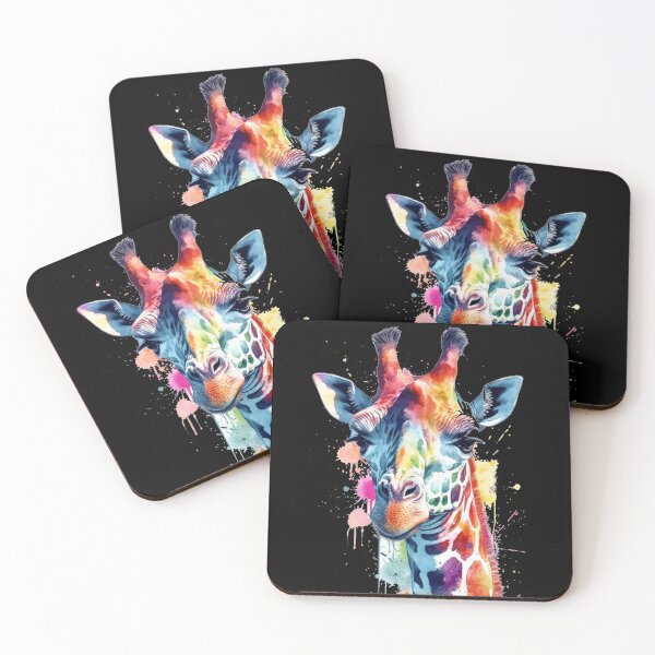Item preview, Multicolor Neon Rainbow Giraffe- Watercolor, Abstract, Bright Colors, Neon, White Background, Portrait designed and sold by CoffeeJoeMugs.