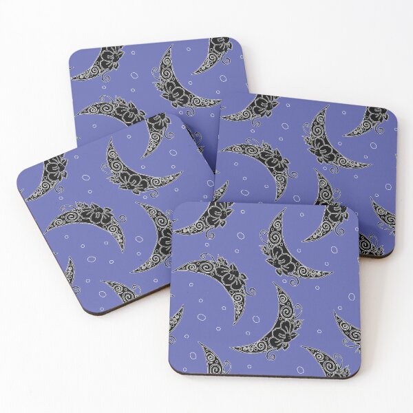 Item preview, Moon and Lotus Flower Periwinkle designed and sold by Freshinkshop.