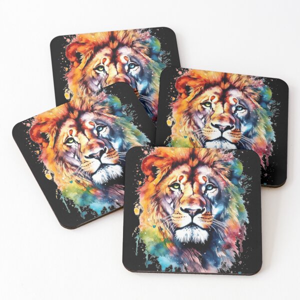 Item preview, Multicolor Rainbow Lion- Watercolor, Abstract, Bright Colors, Neon, White Background, Portrait designed and sold by CoffeeJoeMugs.