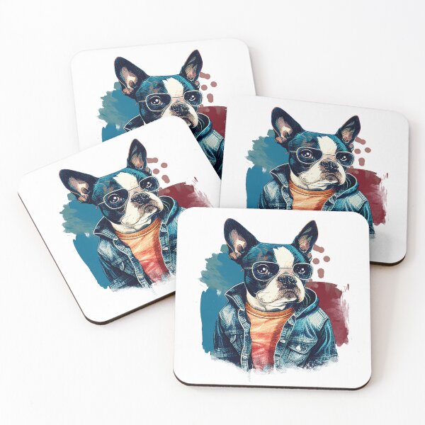 Item preview, Watercolor Boston terrier, Boston terrier Painting, Boston terrier Portrait, Boston terrier distressed designed and sold by RomanDigitalArt.