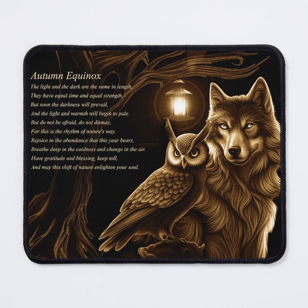 Item preview, Autumn Equinox with Wolf and Owl Mabon Spiritual Poem designed and sold by Stephanie Laird.