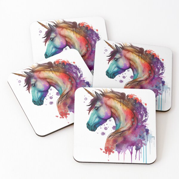 Artikelvorschau, Aquarell-Einhorn, Einhorn-Malerei, Einhorn-Porträt, Einhorn-Kunst entworfen und verkauft von RomanDigitalArt.