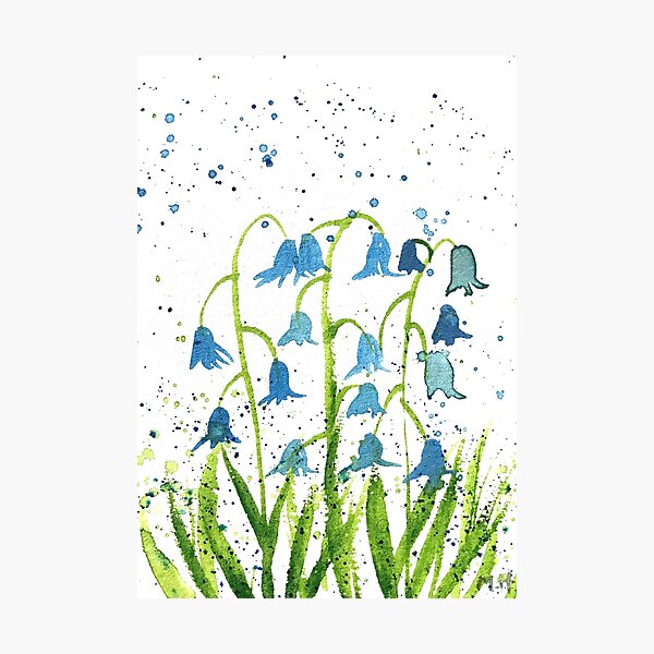 Bluebell Watercolor Wall Art for Sale