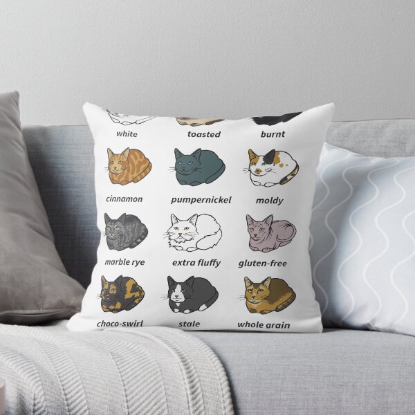 The Types of Cat Loaf Throw Pillow