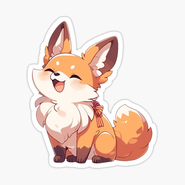 Cute Kawaii Little Fox Smiling Sticker for Sale by CozyKawaiiArt