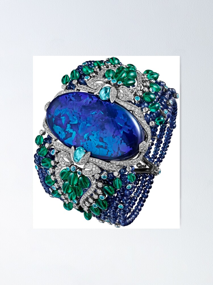 Alternate view of HIGH JEWELRY BRACELET ... Platinum, opal, sapphires, emeralds, Paraiba tourmalines Poster