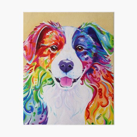 "Toby" - Rainbow Border Collie Art Board Print