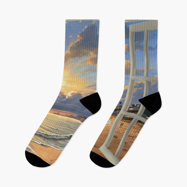 Item preview, Window view of a beach in sun rise designed and sold by zand-n-zive.