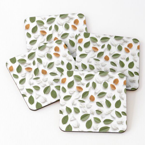 Item preview, Nature-Inspired Pattern Art: Green, White, and Orange Leaves designed and sold by GiveMeMood.