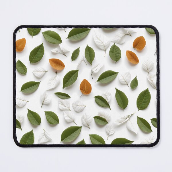 Item preview, Nature-Inspired Pattern Art: Green, White, and Orange Leaves designed and sold by GiveMeMood.
