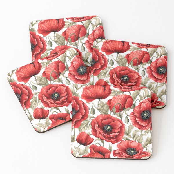 Item preview, Watercolour Red Poppy Seamless Pattern designed and sold by PatternStudios.