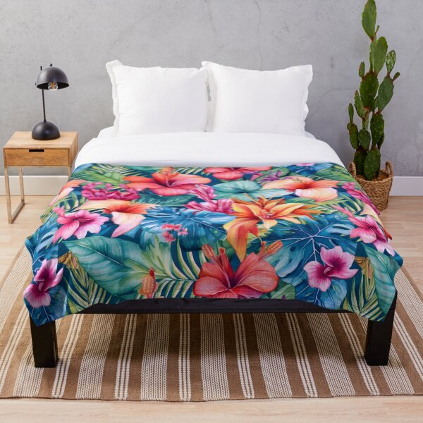 Aperçu de l'œuvre Modèle sans couture de fleurs tropicales aquarelle créée et vendue par PatternStudios.