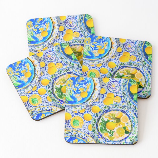 Item preview, Lemons on Majolica plates designed and sold by SophieClimaArt.