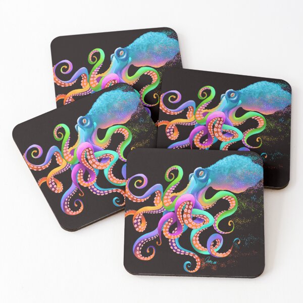 Item preview, Rainbow Octopus horizontal on black designed and sold by TrevorIrvin.