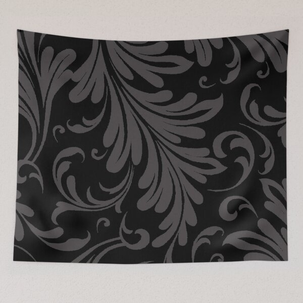 Item preview, Fancy Acanthus Pattern Black on Black designed and sold by Pixelchicken.