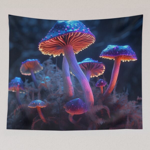 Item preview, Neon Lighted Mushroom Toadstools In the Forest COOL designed and sold by BrandonArtWorld.