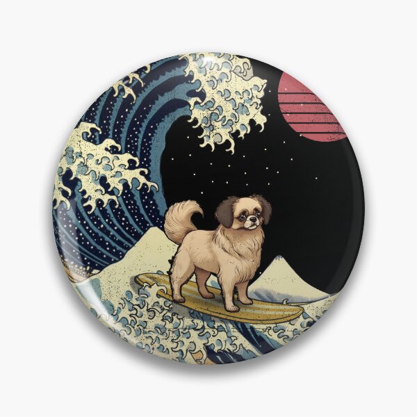 Item preview, Tibetan Spaniel Kanagawa Japanese Surfing Wave designed and sold by rafaeltto.