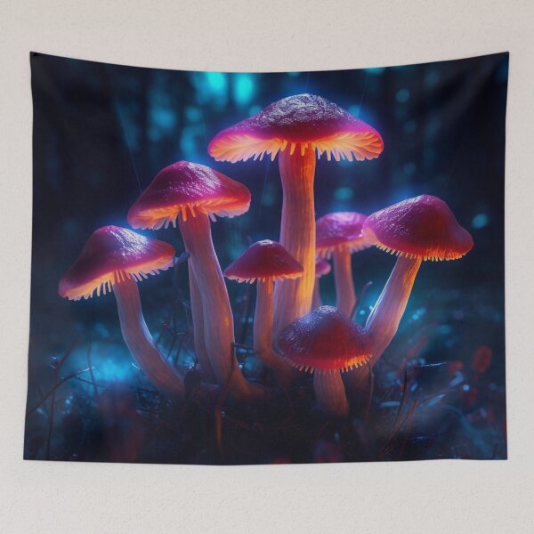 Item preview, Neon Lighted Mushroom Toadstools In the Forest COOL designed and sold by BrandonArtWorld.