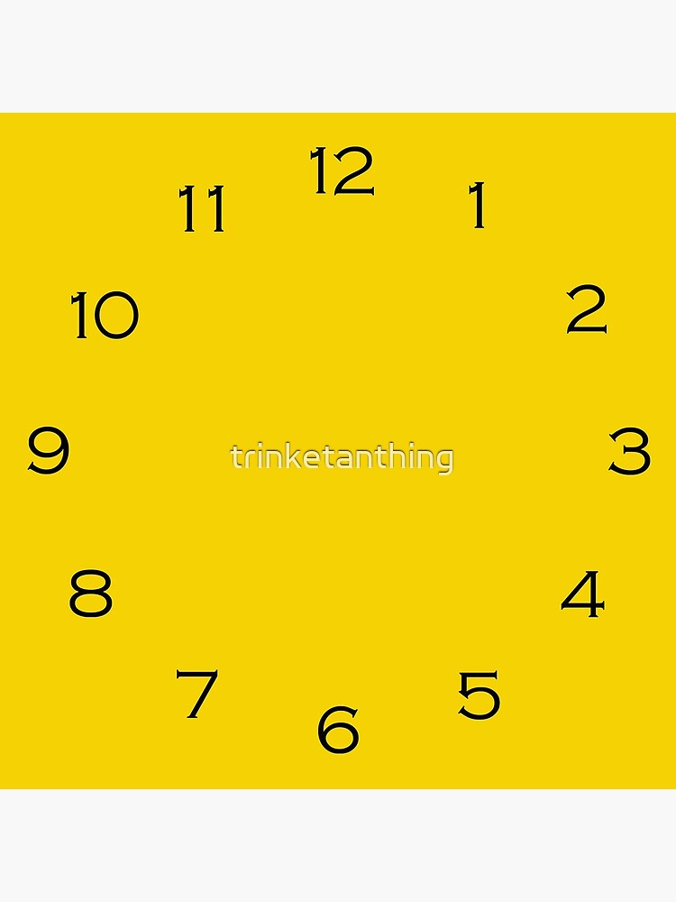 "Black Numbers On Yellow Wall Clock" Clock for Sale by trinketanthing