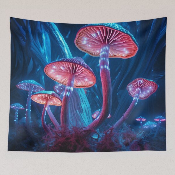 Item preview, Neon Lighted Mushroom Toadstools In the Forest COOL designed and sold by BrandonArtWorld.