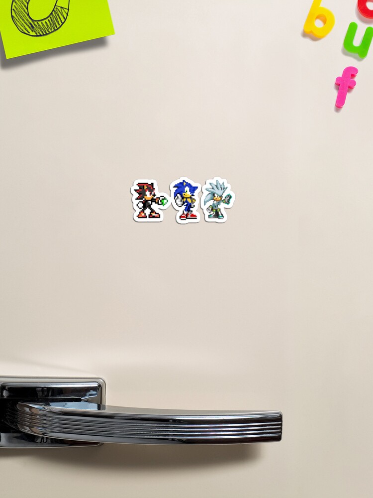 Sonic shadow and silver pixel art