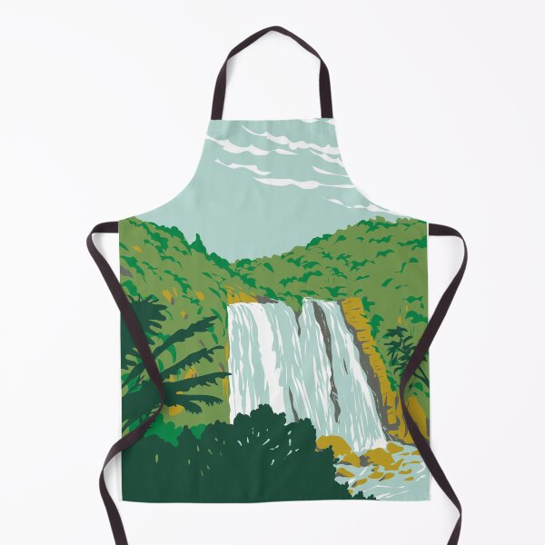 Aperçu de l'œuvre Marokopa Falls près de Waitomo North Island of New Zealand WPA Art Deco Poster créée et vendue par retrovectors.