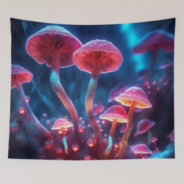 Item preview, Neon Lighted Mushroom Toadstools In the Forest COOL designed and sold by BrandonArtWorld.