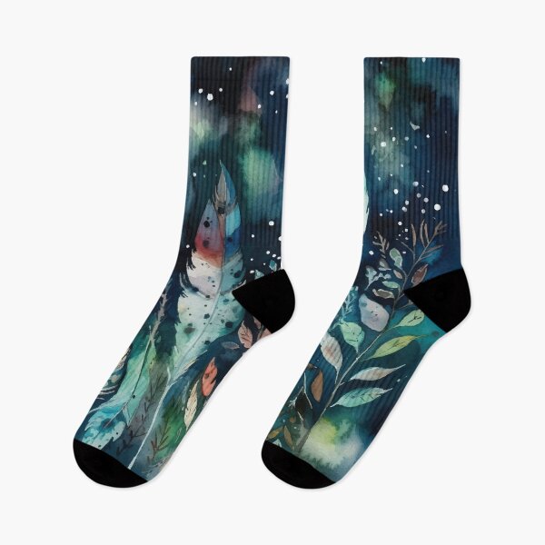 Item preview, Bohemian Feathers with Stars - Boho Watercolor Night Sky designed and sold by GVRDesign.