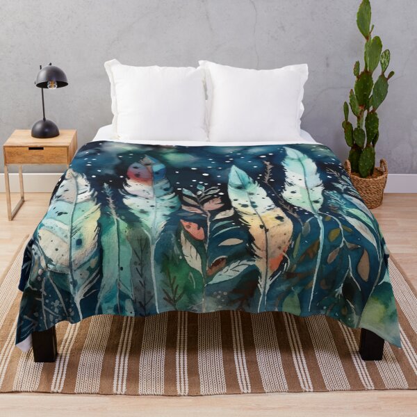 Item preview, Bohemian Feathers with Stars - Boho Watercolor Night Sky designed and sold by GVRDesign.