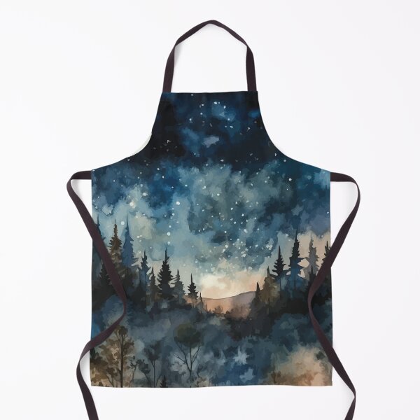Item preview, A Starry Night in the Woods with a Crescent Moon - Boho Watercolor Night Sky designed and sold by GVRDesign.
