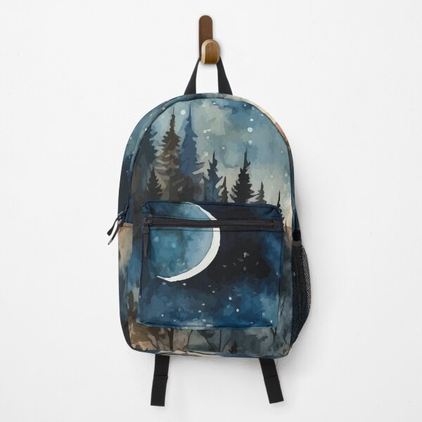 Item preview, A Starry Night in the Woods with a Crescent Moon - Boho Watercolor Night Sky designed and sold by GVRDesign.