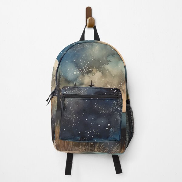 Item preview, A Starry Night in the Woods with a Full Moon - Boho Watercolor Night Sky designed and sold by GVRDesign.