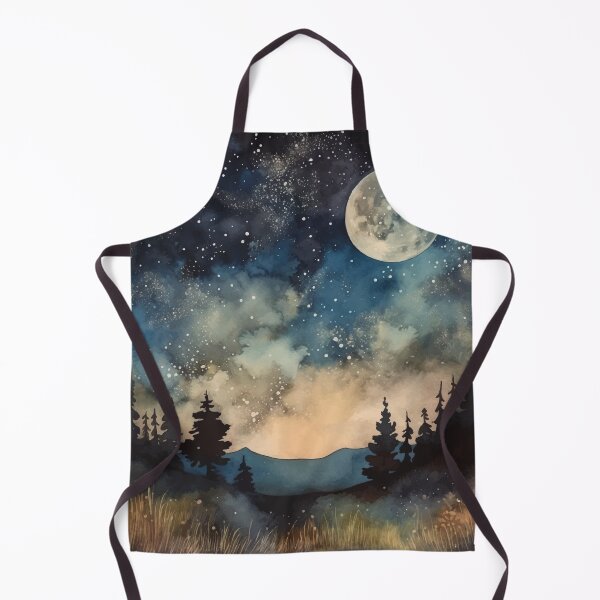 Item preview, A Starry Night in the Woods with a Full Moon - Boho Watercolor Night Sky designed and sold by GVRDesign.